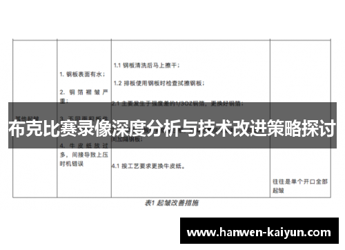布克比赛录像深度分析与技术改进策略探讨