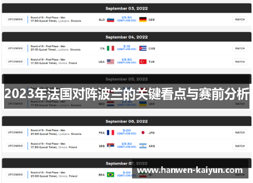 2023年法国对阵波兰的关键看点与赛前分析